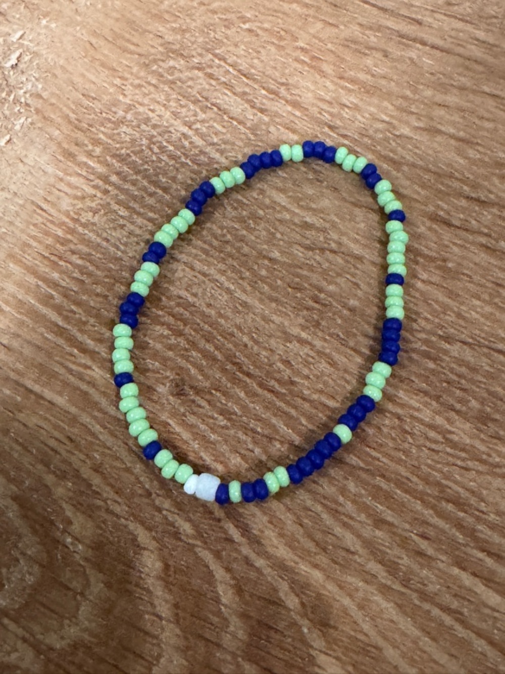 Beaded Stretch Bracelet - Lime Green & Navy​